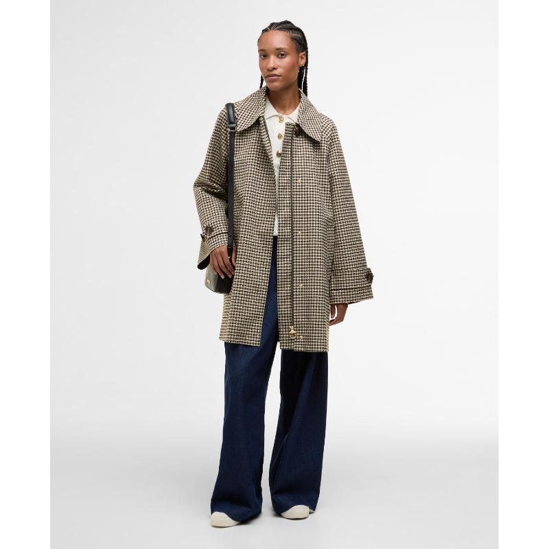 Barbour Kennedy Check Ladies Showerproof Jacket - Sage Houndstooth