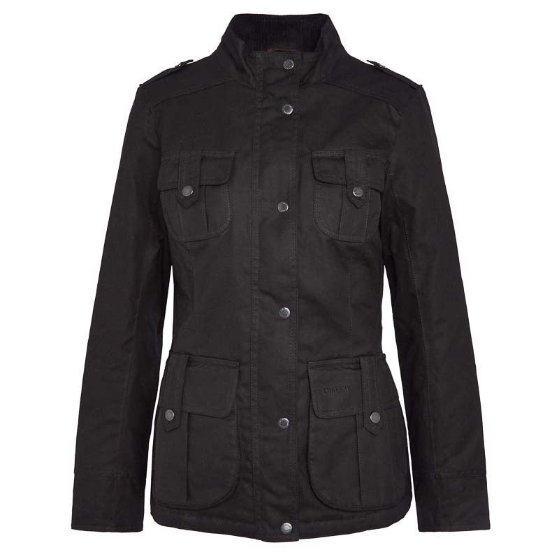 Barbour Winter Defence Ladies Wax Jacket - Black/Classic
