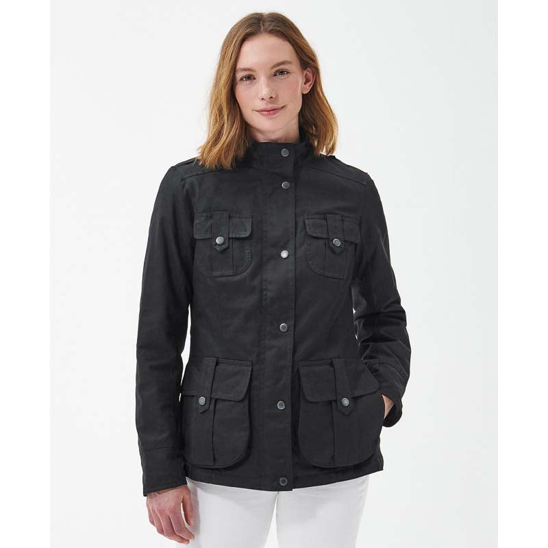 Barbour Winter Defence Ladies Wax Jacket - Black/Classic