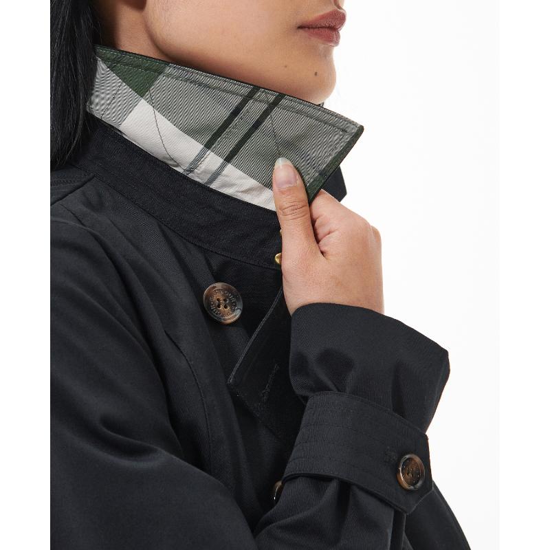 Barbour Short Greta Ladies Showerproof Trench - Black