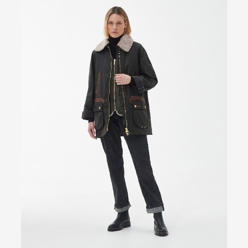 Barbour 3 in 1 Arncliffe Ladies Wax Jacket - Olive/Classic