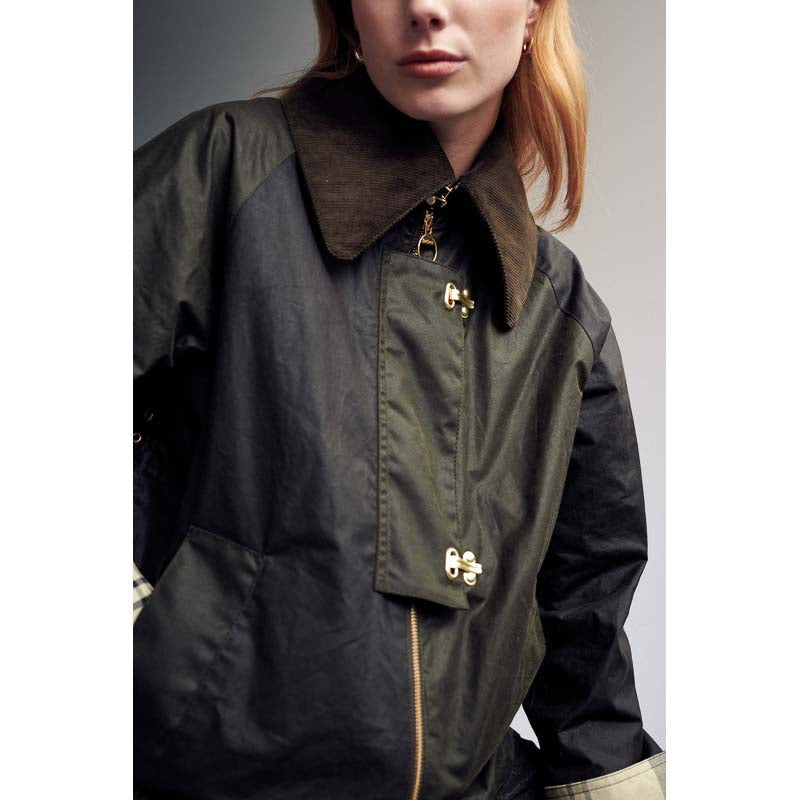 Barbour Patch Drummond Spey Ladies Wax Jacket - Fern/Archive Olive