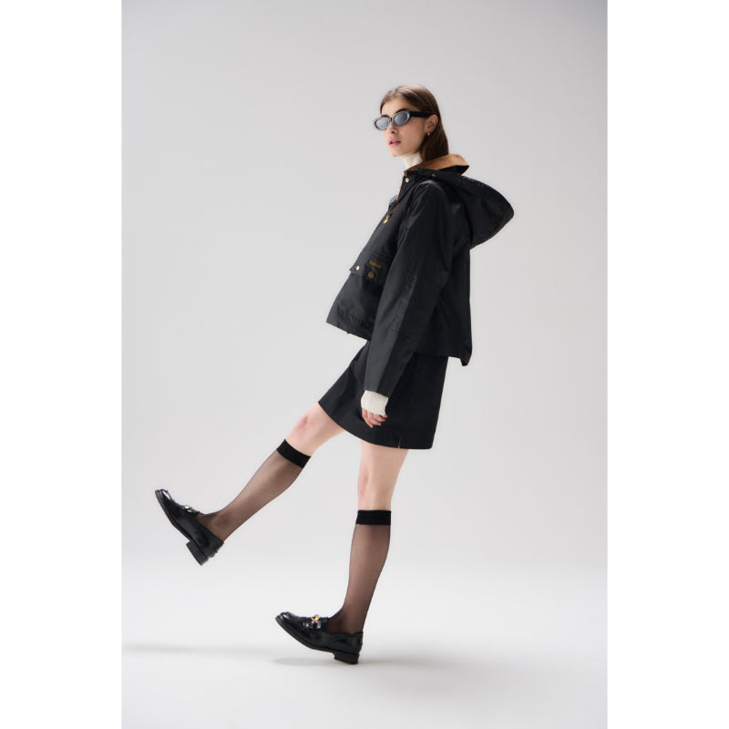 Barbour Erma Ladies Wax Jacket - Black/Ancient Tartan