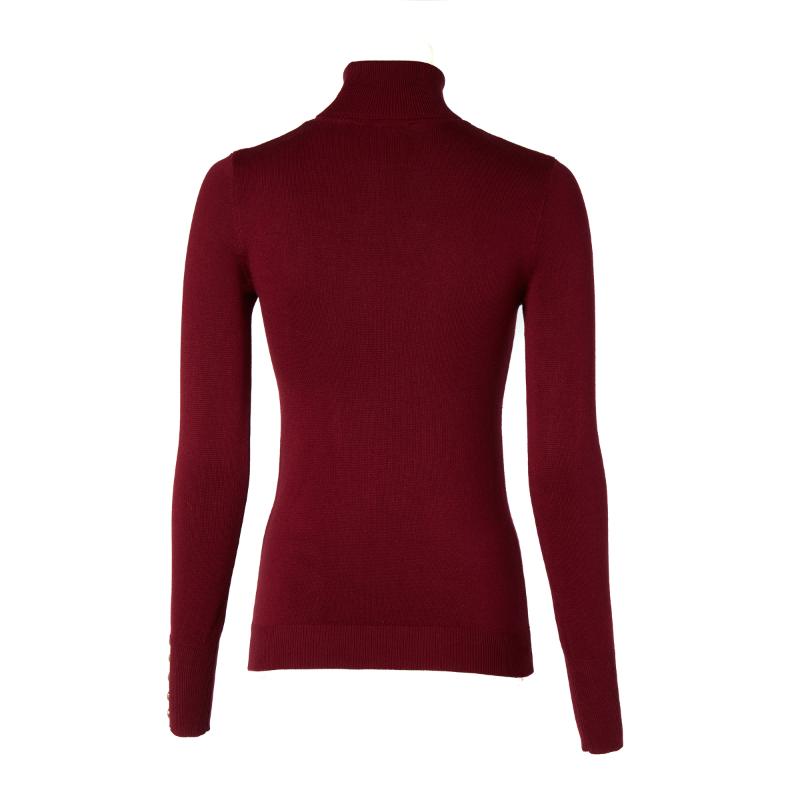 Holland Cooper Buttoned Roll Neck Ladies Knit - Wine