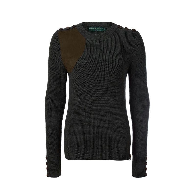 Holland Cooper Heritage Crew Neck Ladies Knit - Forest Marl