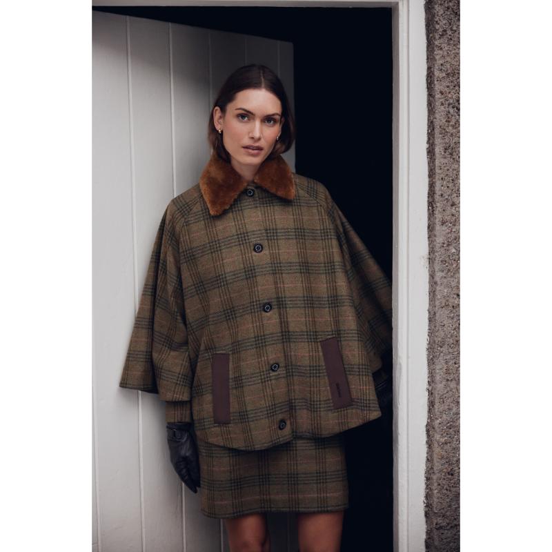 Barbour Flax Lily Ladies Wool Cape - Arabesque/Brown