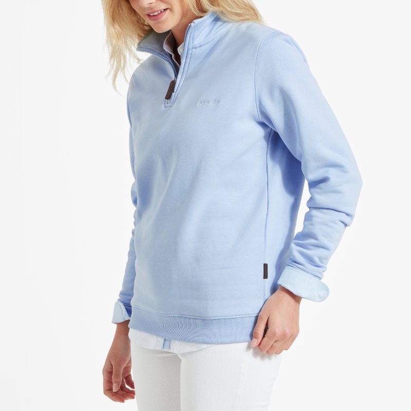 Schoffel Sennen Cove Ladies 1/4 Zip Sweatshirt - Sky Blue