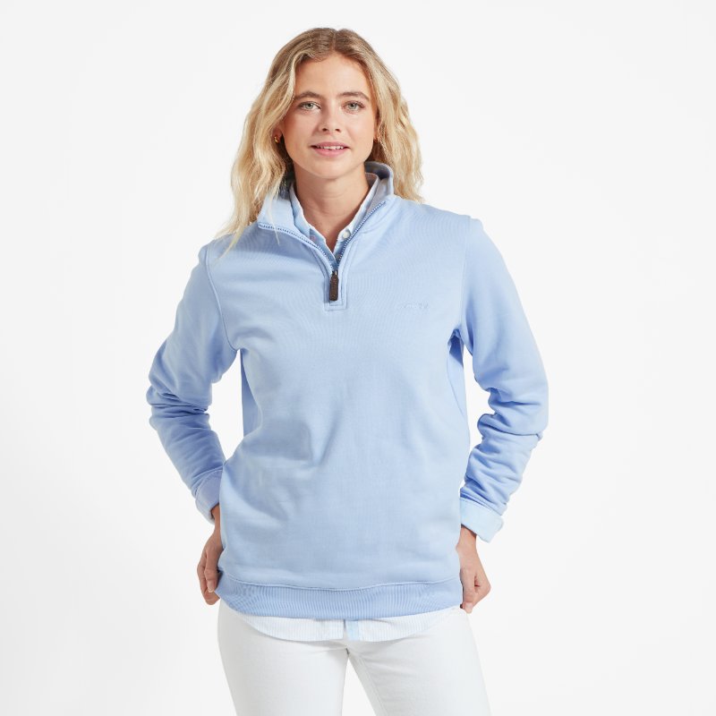 Schoffel Sennen Cove Ladies 1/4 Zip Sweatshirt - Sky Blue