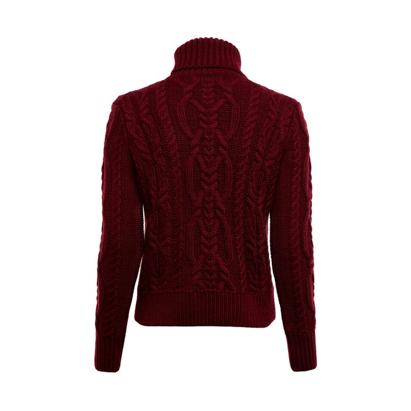 Holland Cooper Belgravia Cable Ladies Roll Neck Knit - Oxblood