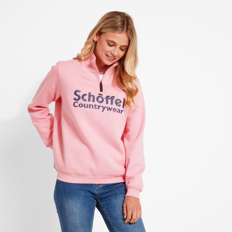 Schoffel St Issey Ladies 1/4 Zip Sweatshirt - Dusky Pink