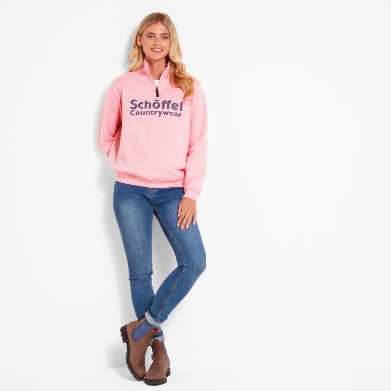 Schoffel St Issey Ladies 1/4 Zip Sweatshirt - Dusky Pink