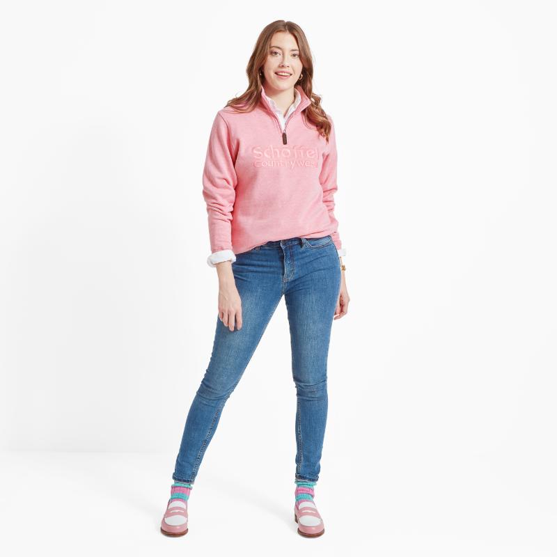 Schoffel St Issey Ladies 1/4 Zip Sweatshirt - Pink Marl