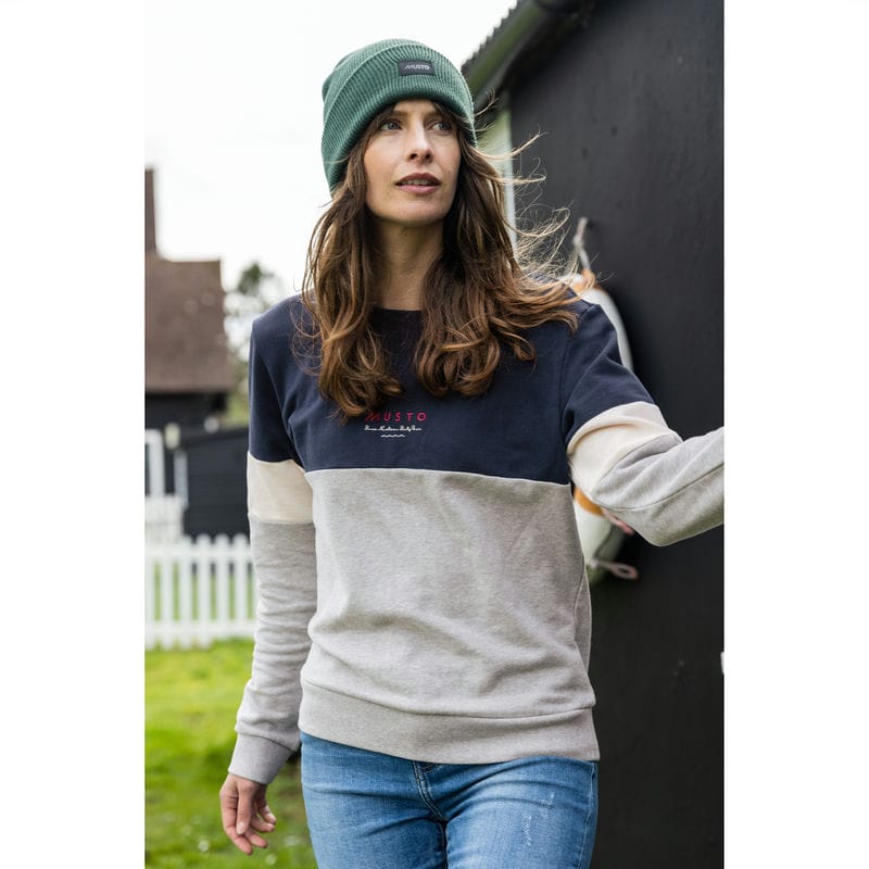 Musto Marina Tri-Colour Ladies Sweatshirt - Grey Melange/Navy