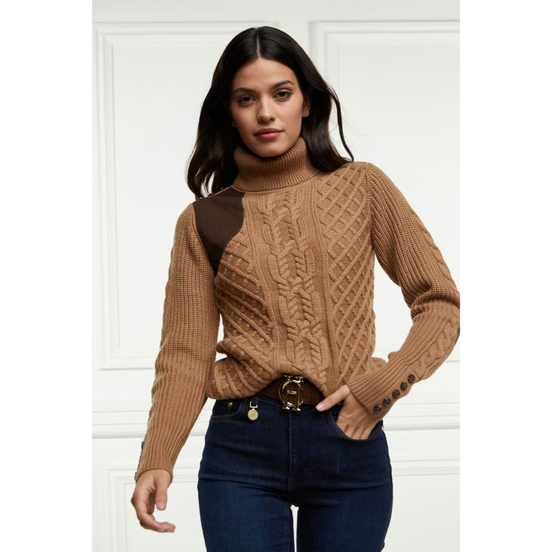 Holland Cooper Country Roll Neck Ladies Knit - Caramel