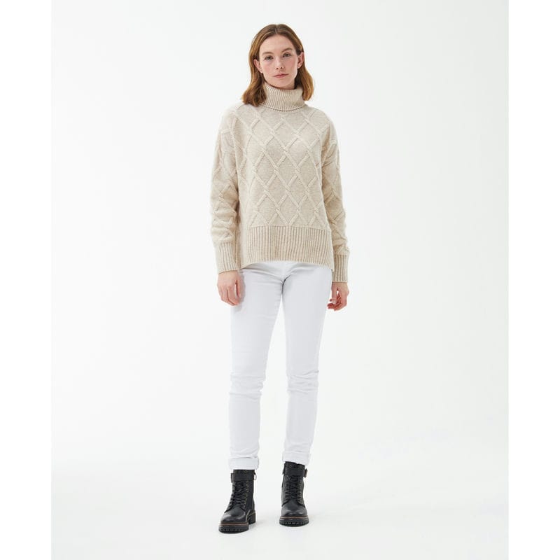 Barbour Perch Ladies Roll Neck Jumper - Oatmeal