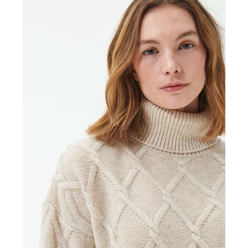 Barbour Perch Ladies Roll Neck Jumper - Oatmeal