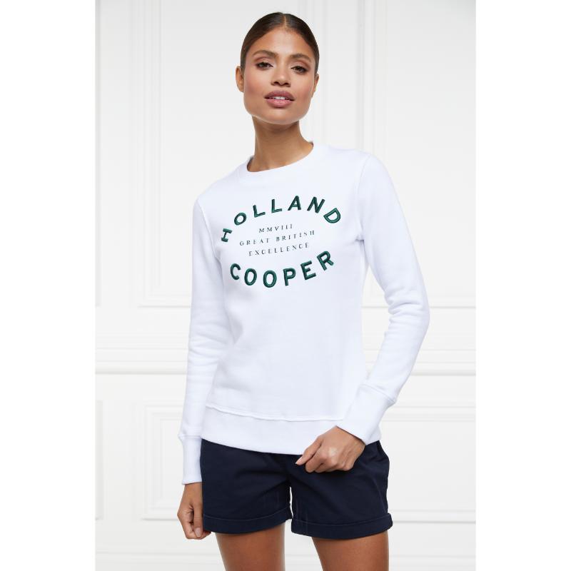 Holland Cooper Varsity Crew Neck Ladies Jumper - White