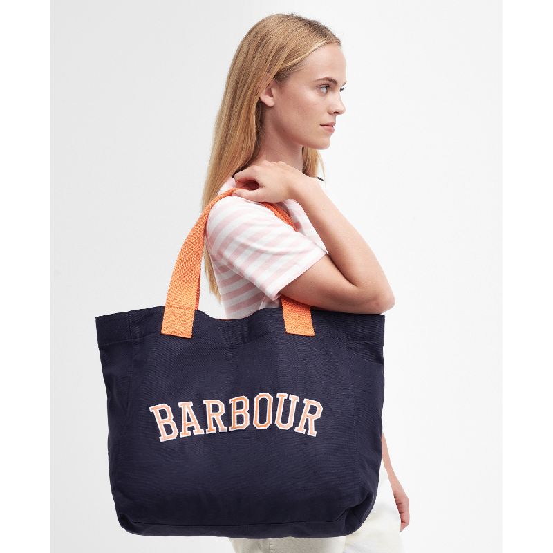 Barbour Logo Holiday Ladies Tote Bag - Navy