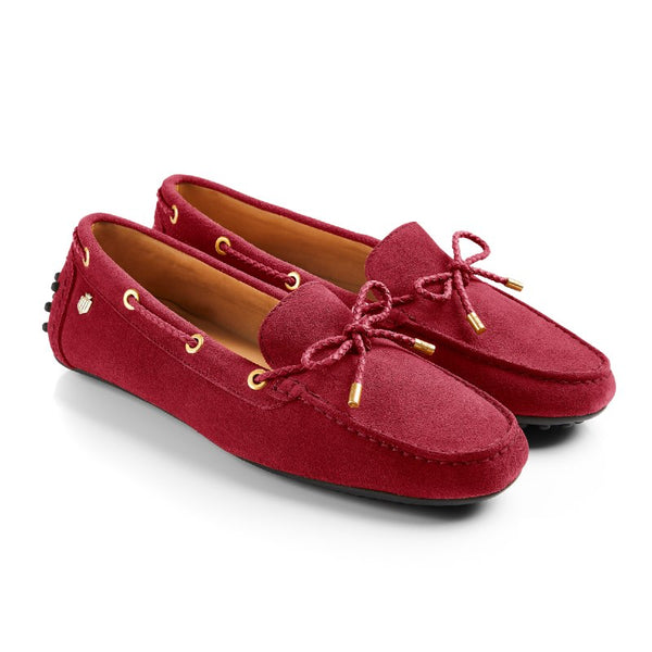 Fairfax & Favor Henley Ladies Suede Driving Shoe - Cherry