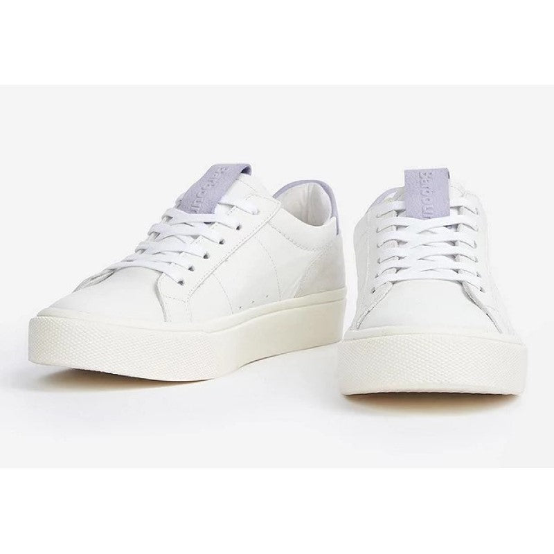 Barbour Lilly Ladies Leather Trainers - White/Lavender