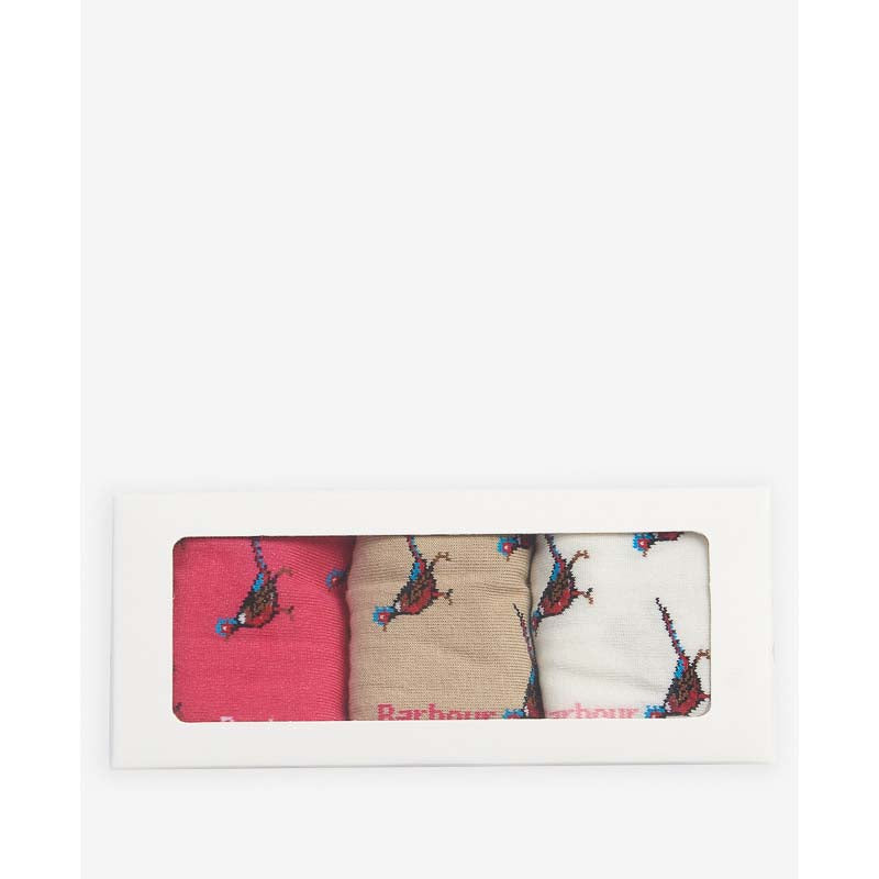 Barbour Pheasant Ladies Sock Gift Set - Pink Dahlia