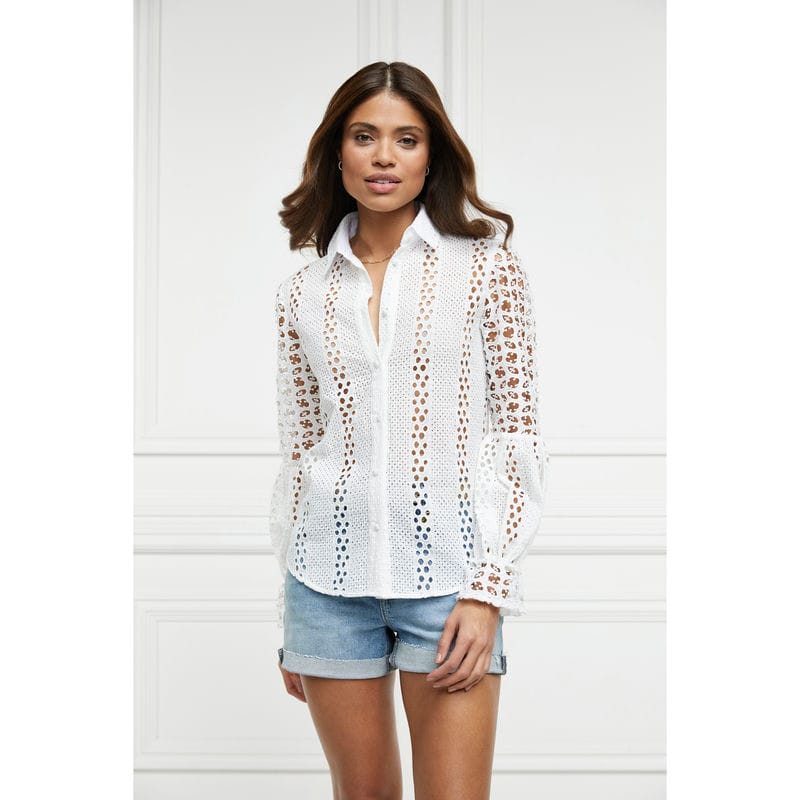 Holland Cooper Broderie Lace Ladies Shirt - White