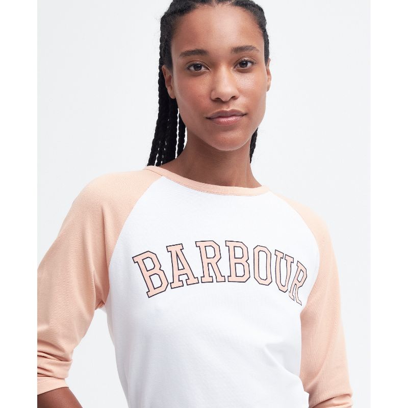 Barbour Northumberland Ladies T-Shirt - White/Soft Apricot