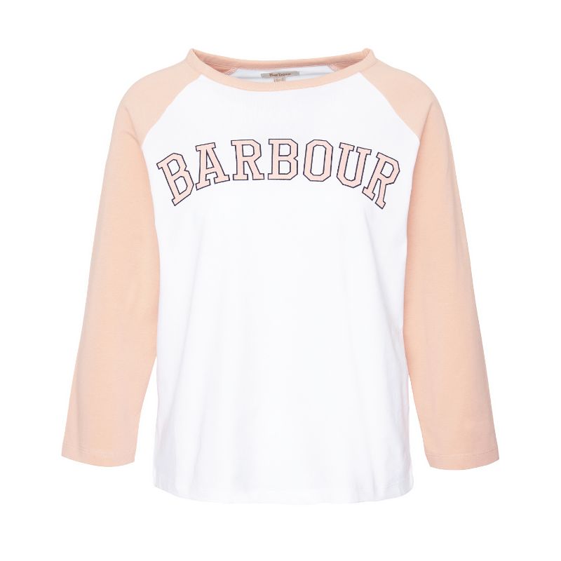 Barbour Northumberland Ladies T-Shirt - White/Soft Apricot