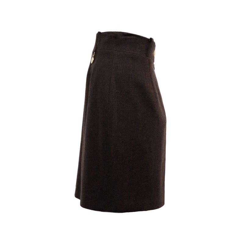 Holland Cooper Regency Ladies Tweed Skirt - Chocolate Herringbone