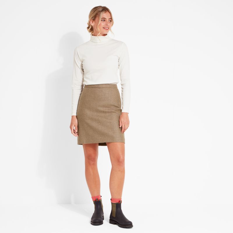 Schoffel Beauly Ladies Tweed Skirt - Houndstooth Tweed