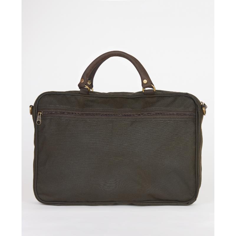 Barbour Wax Leather Briefcase - Olive – William Powell