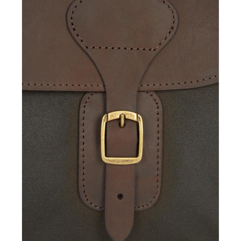 Barbour Wax Leather Briefcase - Olive – William Powell