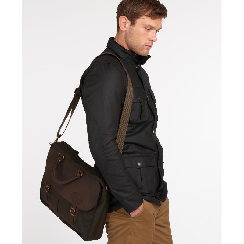 Barbour Wax Leather Briefcase - Olive – William Powell