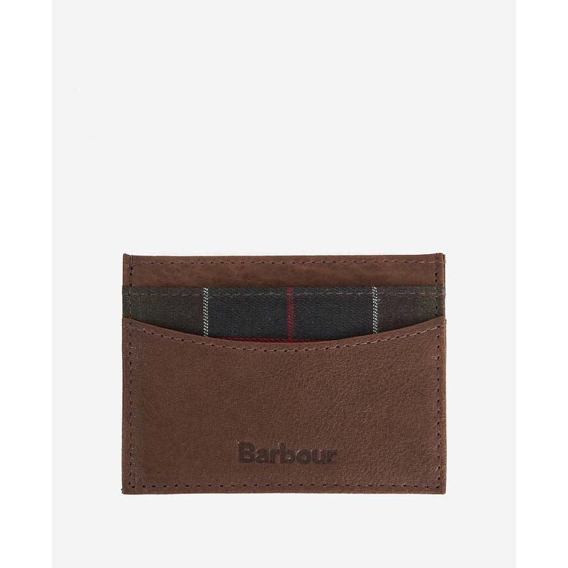 Barbour Leather Valet Tray & Card Holder Gift Set - Classic Tartan/Brown