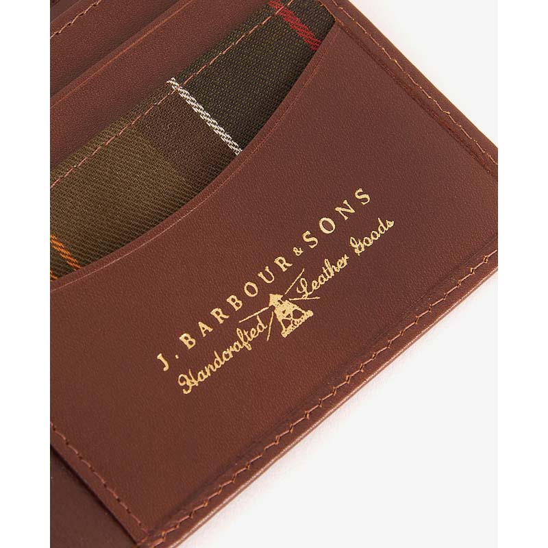 Barbour Colwell Leather Mens Billfold Wallet - Brown/Classic Tartan