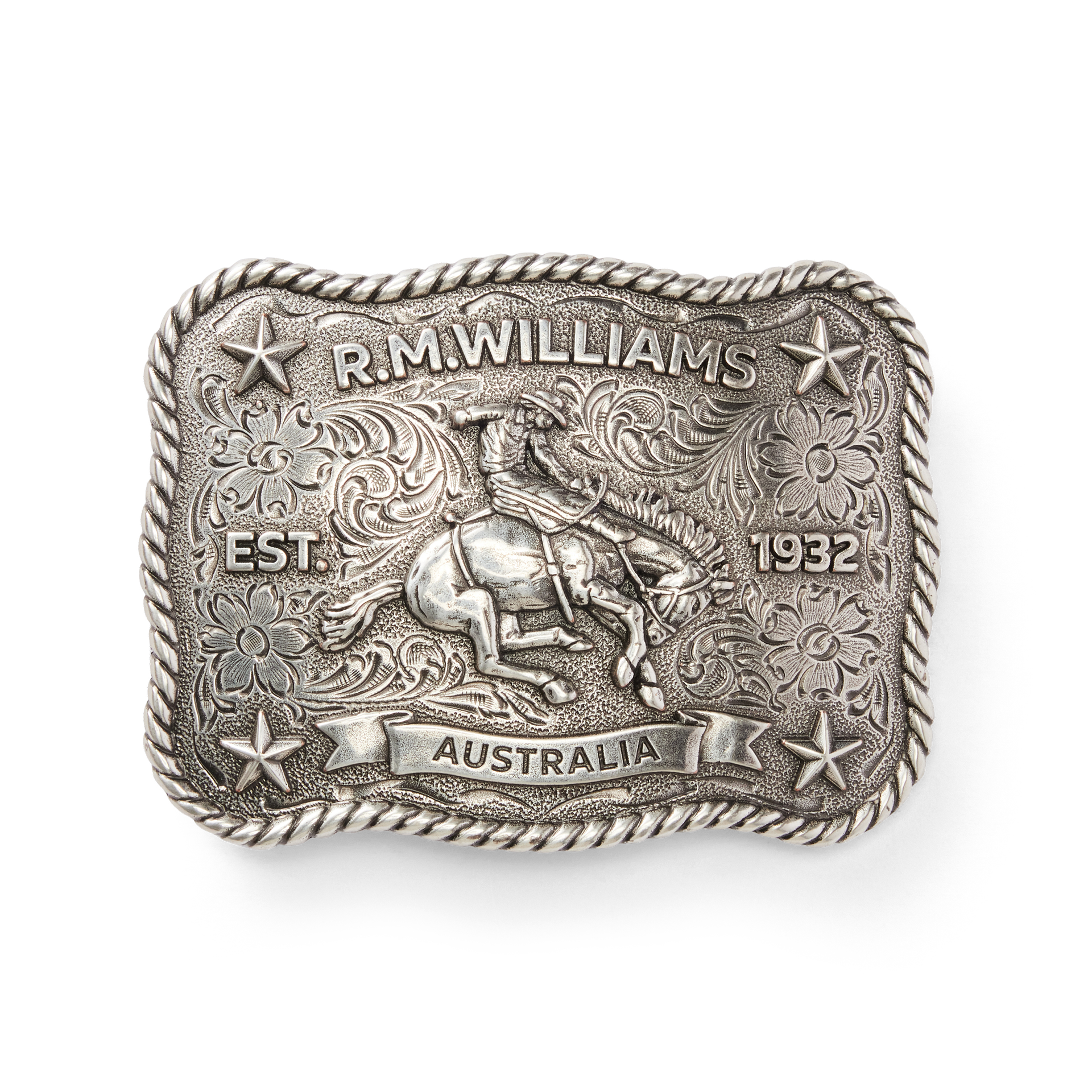 R.M.Williams Cloudbuster Trophy Buckle - Antique Silver – William