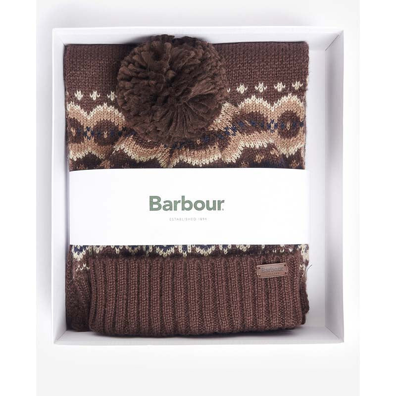 Barbour Fairisle Beanie & Scarf Gift Set - Autumn Dress