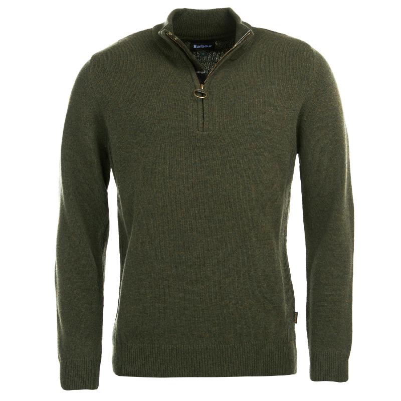 Barbour Holden Half Zip Knitted Mens Jumper Olive Marl – William