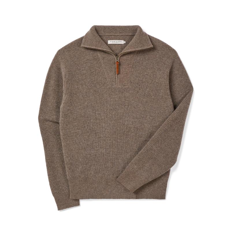 R.M.Williams Linton Lambswool Mens 1/4 Zip Jumper - Chestnut