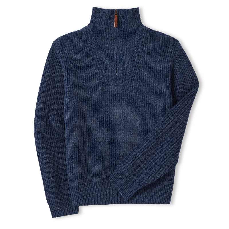 トップス Oblada WILLIAM KNIT NAVY R.M.Williams Kapunda Mens Lambswool 1/4 Zip Sweater - Dark Indigo