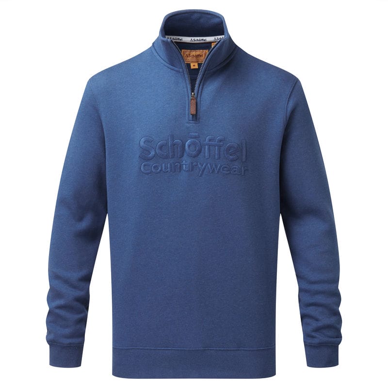 Schoffel Bude Mens 1/4 Zip Sweatshirt - French Navy Marl