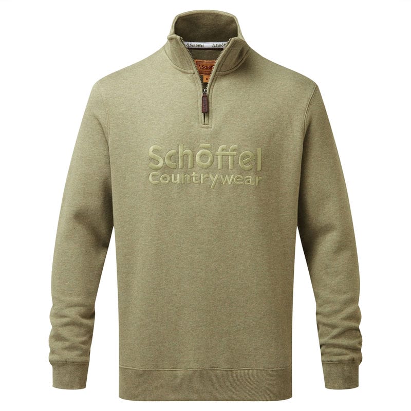 Schoffel Bude Mens 1/4 Zip Sweatshirt - Light Khaki Marl