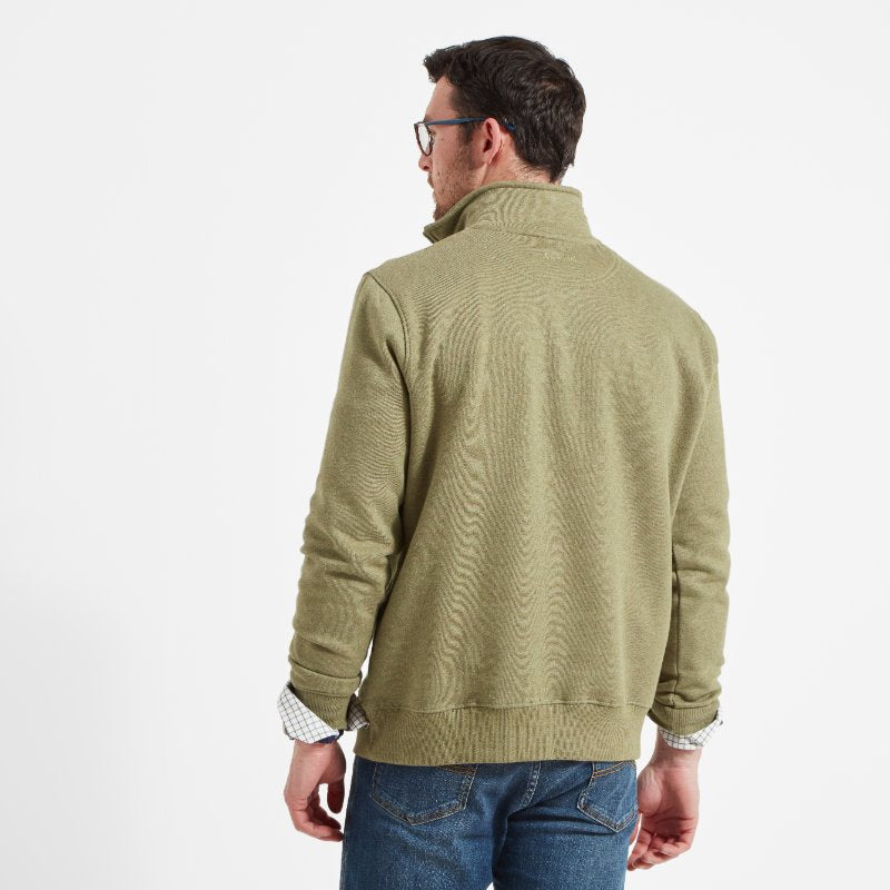 Schoffel Bude Mens 1/4 Zip Sweatshirt - Light Khaki Marl