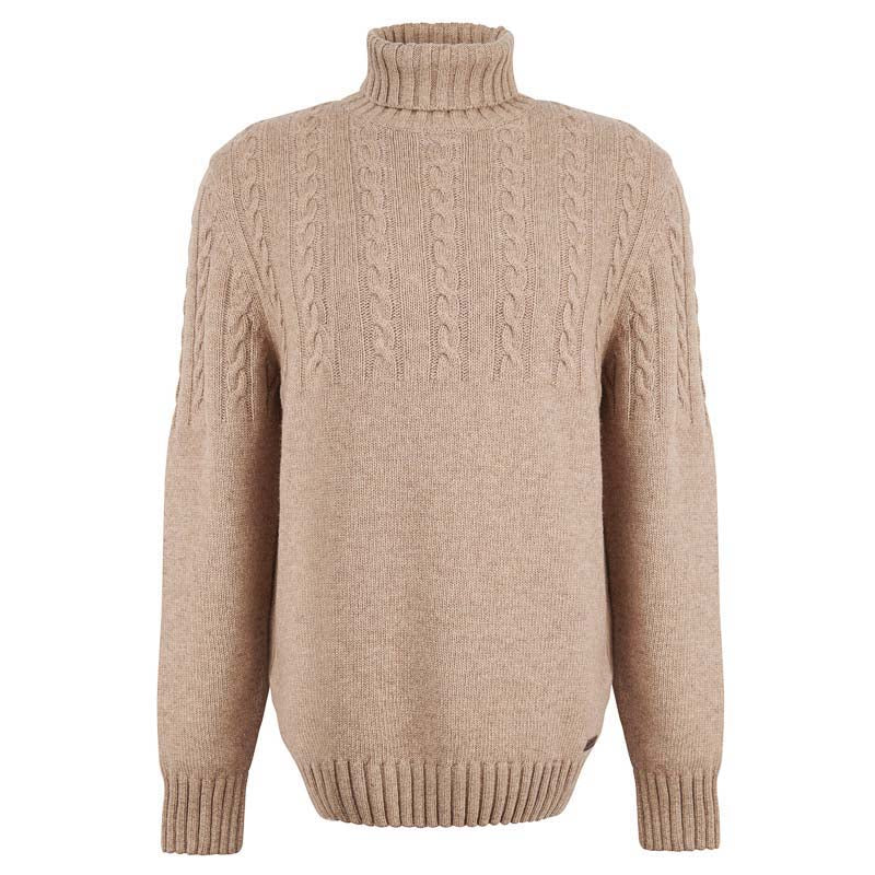 Barbour Duffle Cable Rollneck Mens Jumper - Stone