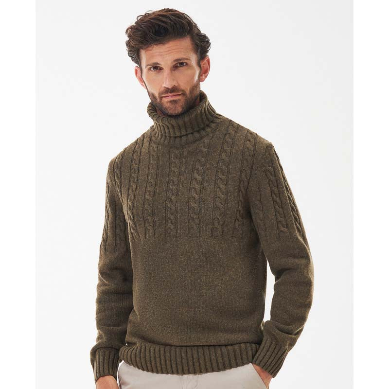 Barbour Duffle Cable Rollneck Mens Jumper - Willow Green