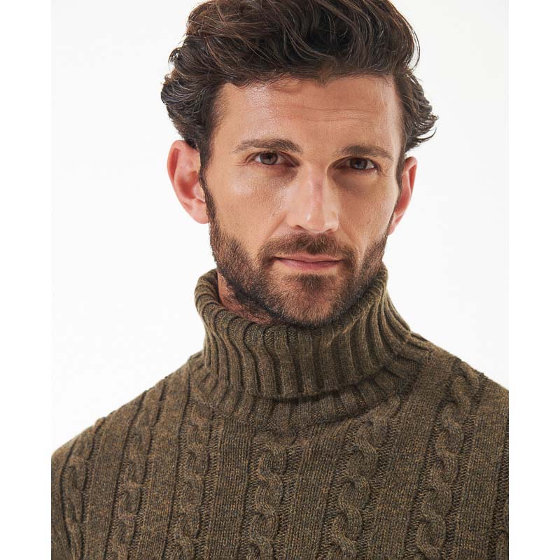 Barbour Duffle Cable Rollneck Mens Jumper - Willow Green – William Powell