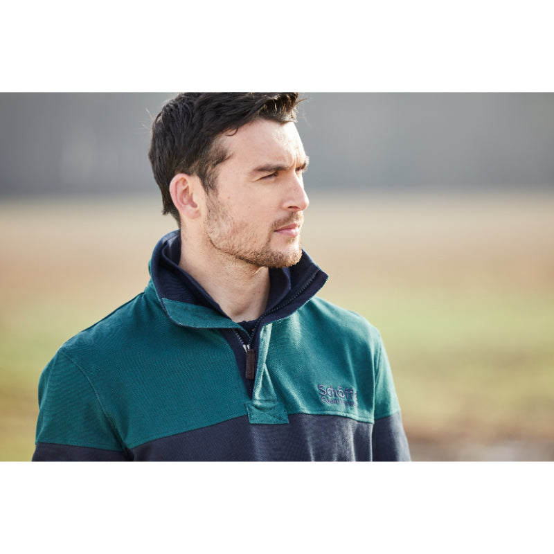 Schoffel Helford Heritage Mens Sweatshirt - Navy/Pine Green