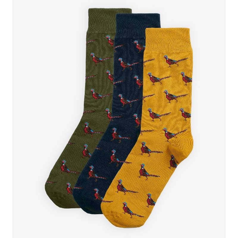 Barbour Pheasant Mens Socks Gift Box - Forest Mist
