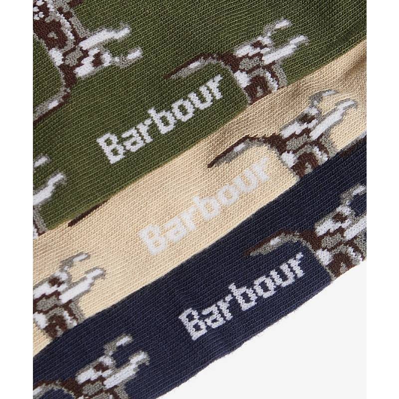 Barbour Pointer Dog Mens Sock Gift Box (Set of 3) - Forest Mist