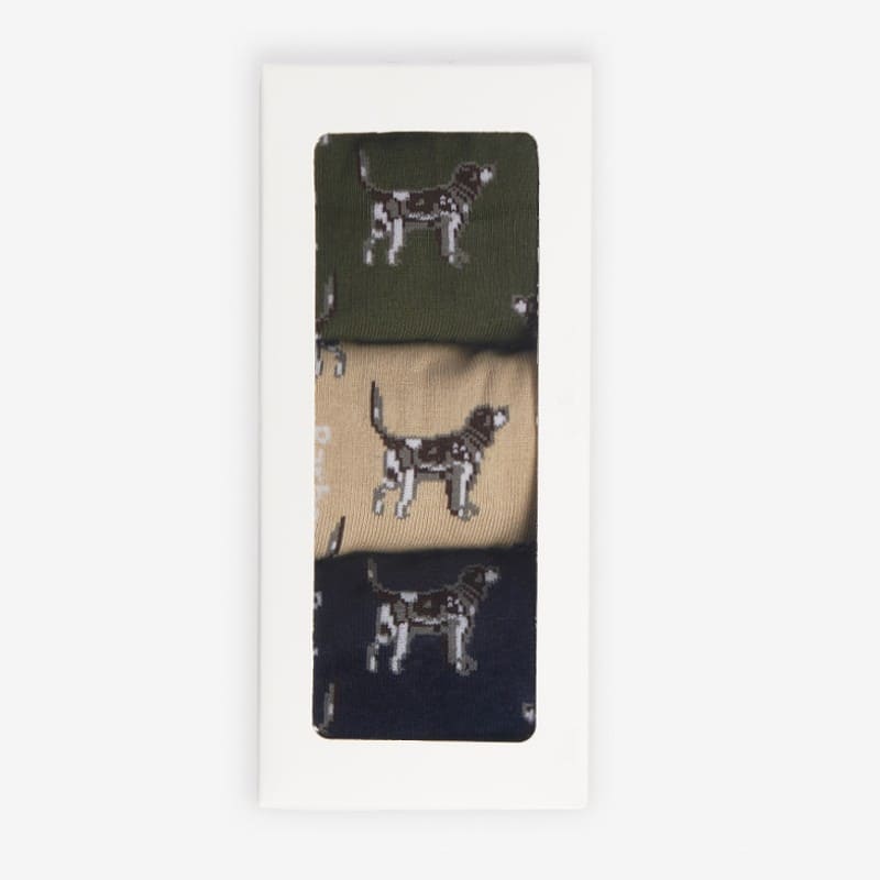 Barbour Pointer Dog Socks Gift Box (Set of 3) - Forest Mist
